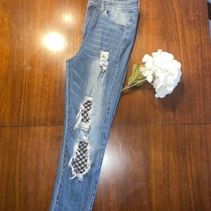 Fishnet Denim Skinny Jeans